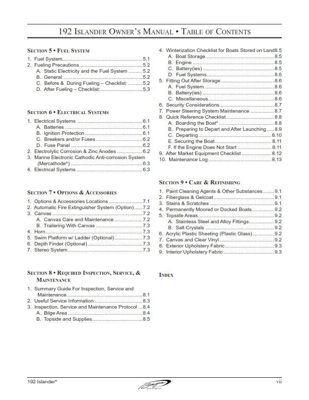 Baja Marine - 192 ISLANDER - Owners Manual