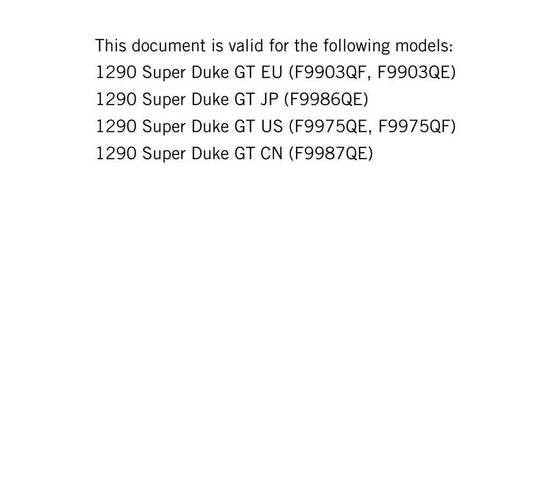 KTM 2017 - 1290 Super Duke GT - Service Workshop Repair Manual