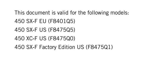 KTM 2017 - 450 SX-F XC-F Factory Edition - Service Workshop Repair Manual