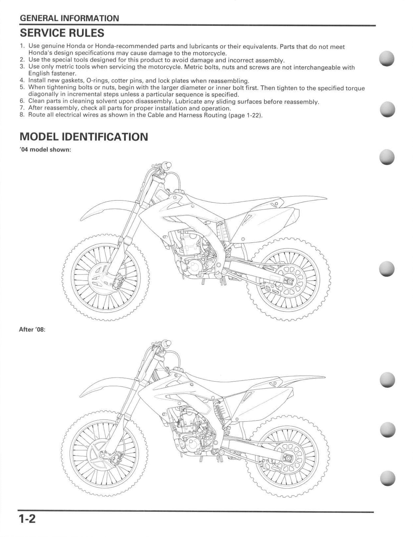 Honda CRF250R 2004 2005 2006 2007 2008 2009 - Workshop Service Repair Manual
