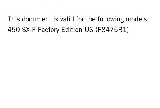 KTM 2018 - 450 Sx-f Factory Edition - Service Workshop Repair Manual