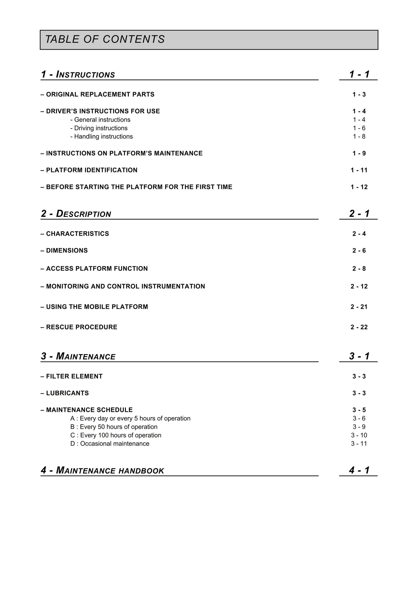 Manitou Access Platform - 81 XE - Operator Manual