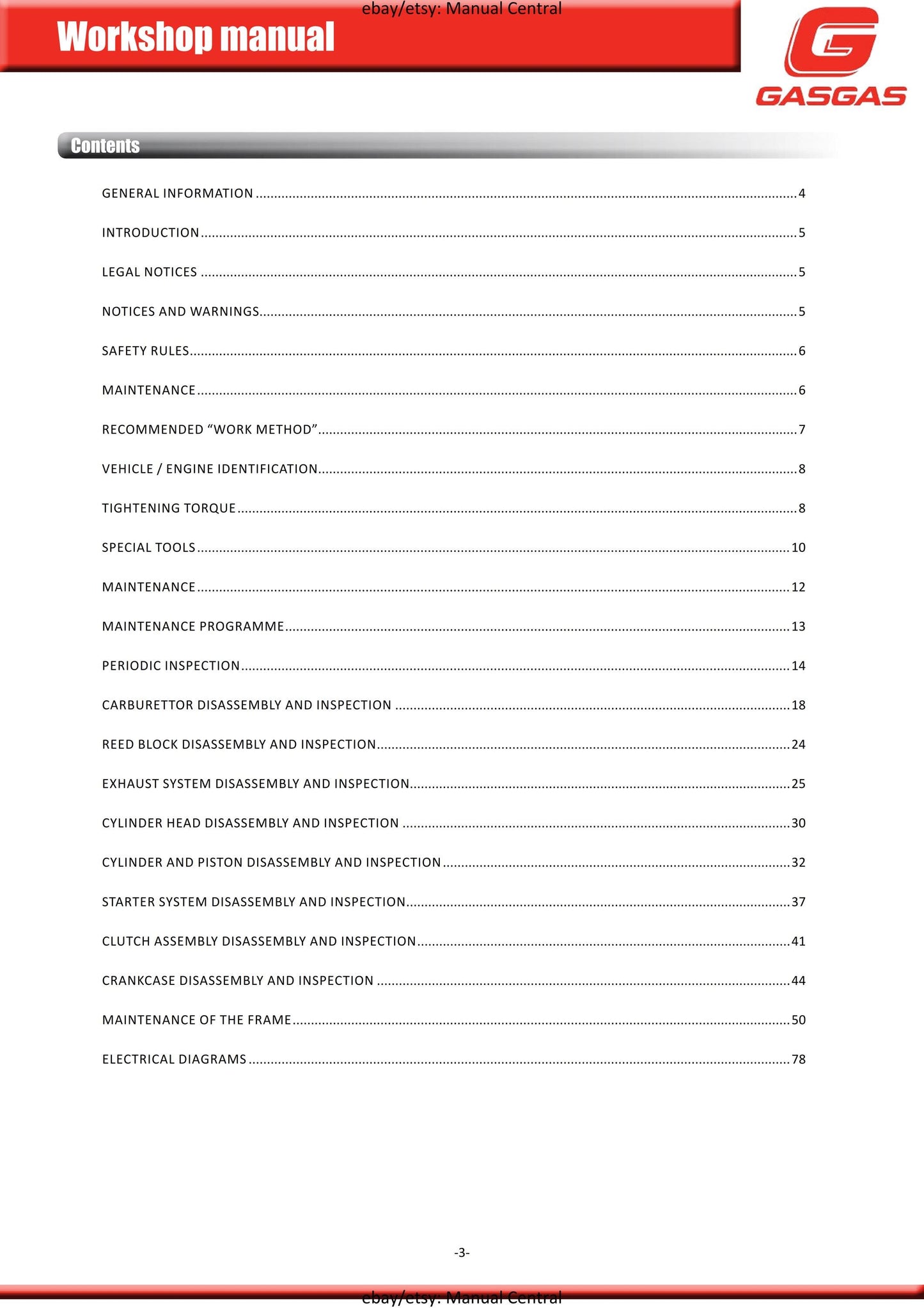 Gasgas 2018 Txt Series - Trial 80 125 250 280 300 - Workshop Service Repair Manual