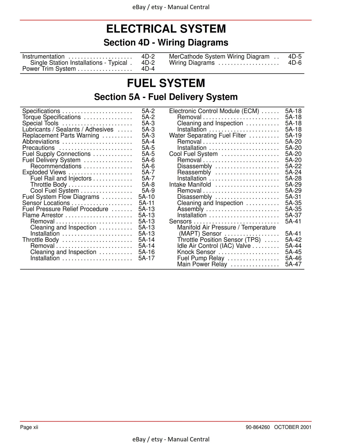 Mercury Mercruiser Service Manual 31- 5.0L 5.7L 6.2L Mpi Gasoline Engine