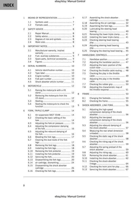 KTM 2020 - 250 300 XC Tpi - Service Workshop Repair Manual