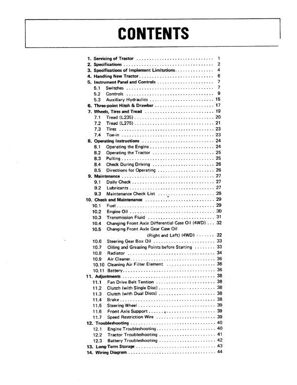 Kubota Tractor - L235 L275 - Operator Manual