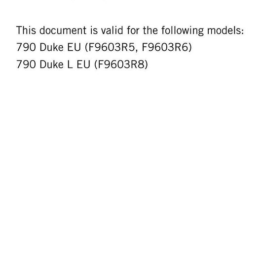 KTM 2018 - 790 Duke L - Service Workshop Repair Manual