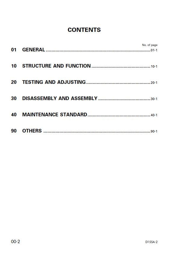 Komatsu D155A-2 - Shop Manual - Service Workshop Repair Manual
