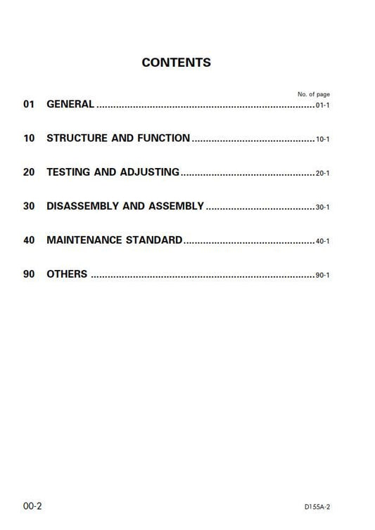 Komatsu D155A-2 - Shop Manual - Service Workshop Repair Manual
