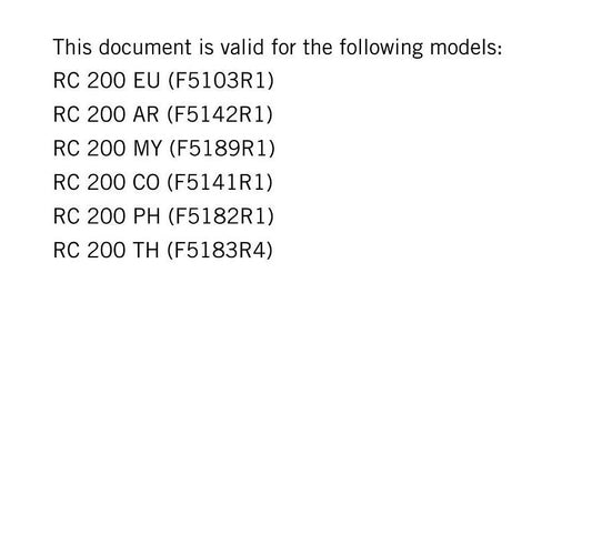 KTM 2018 - RC 200- Service Workshop Repair Manual
