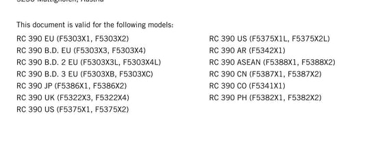 KTM 2024 - RC 390 - Service Workshop Repair Manual