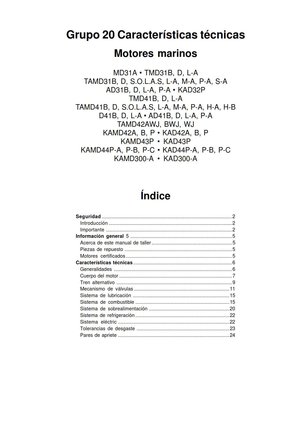 Volvo Penta - Caracteristicas Tecnicas - Serie 31 32 41 42 43 44 300 - Manual De Taller