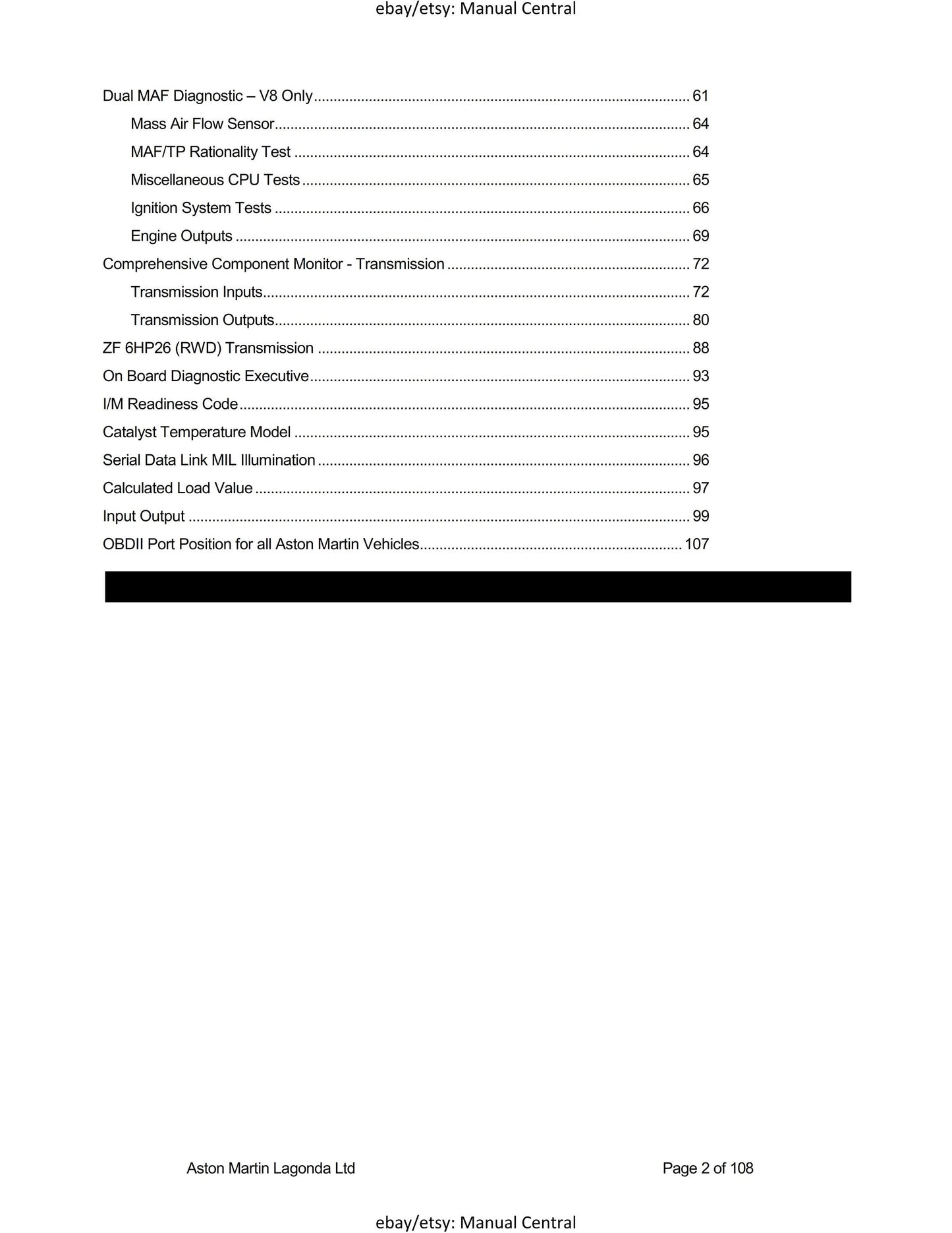 Aston Martin 2013 AML OBDII - European On Board Diagnostics