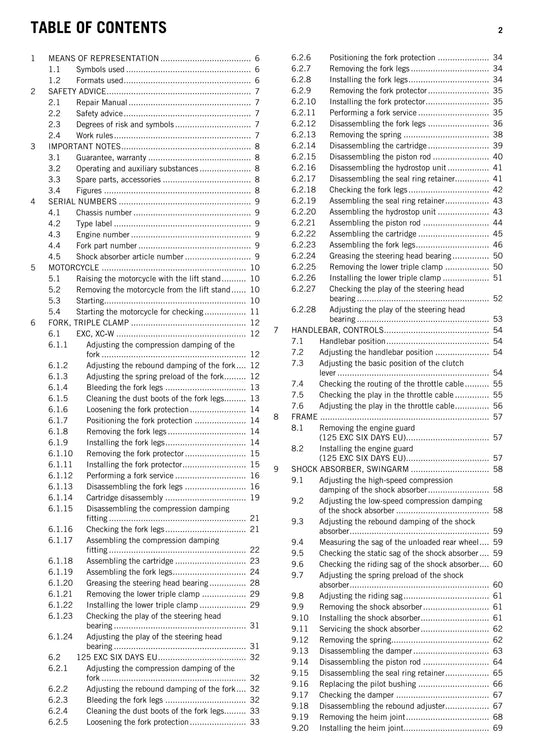 KTM 2014 - 125 200 Exc Six Days Xc-w - Service Workshop Repair Manual