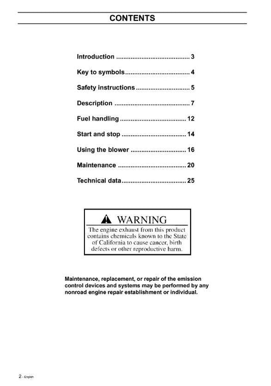 Husqvarna Chainsaw - 225B X-Series - Operator Manual
