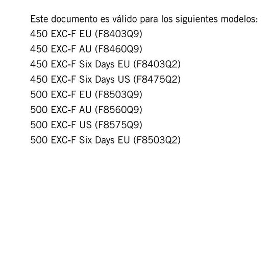 PDF - Spanish Language - KTM 2017 - 450 500 Exc-f Six Days - Manual de Reparacion