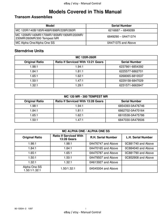 Mercury Mercruiser Service Manual 6 - Sterndrive Units - R.MR Alpha One SS