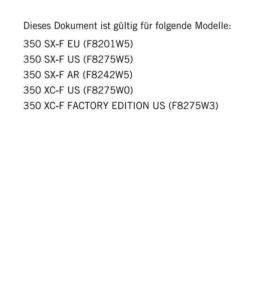 PDF - German Language - KTM 2023 - 350 Sx-f Xc-f Factory Edition - Reparaturanleitung - Service Workshop Repair Manual
