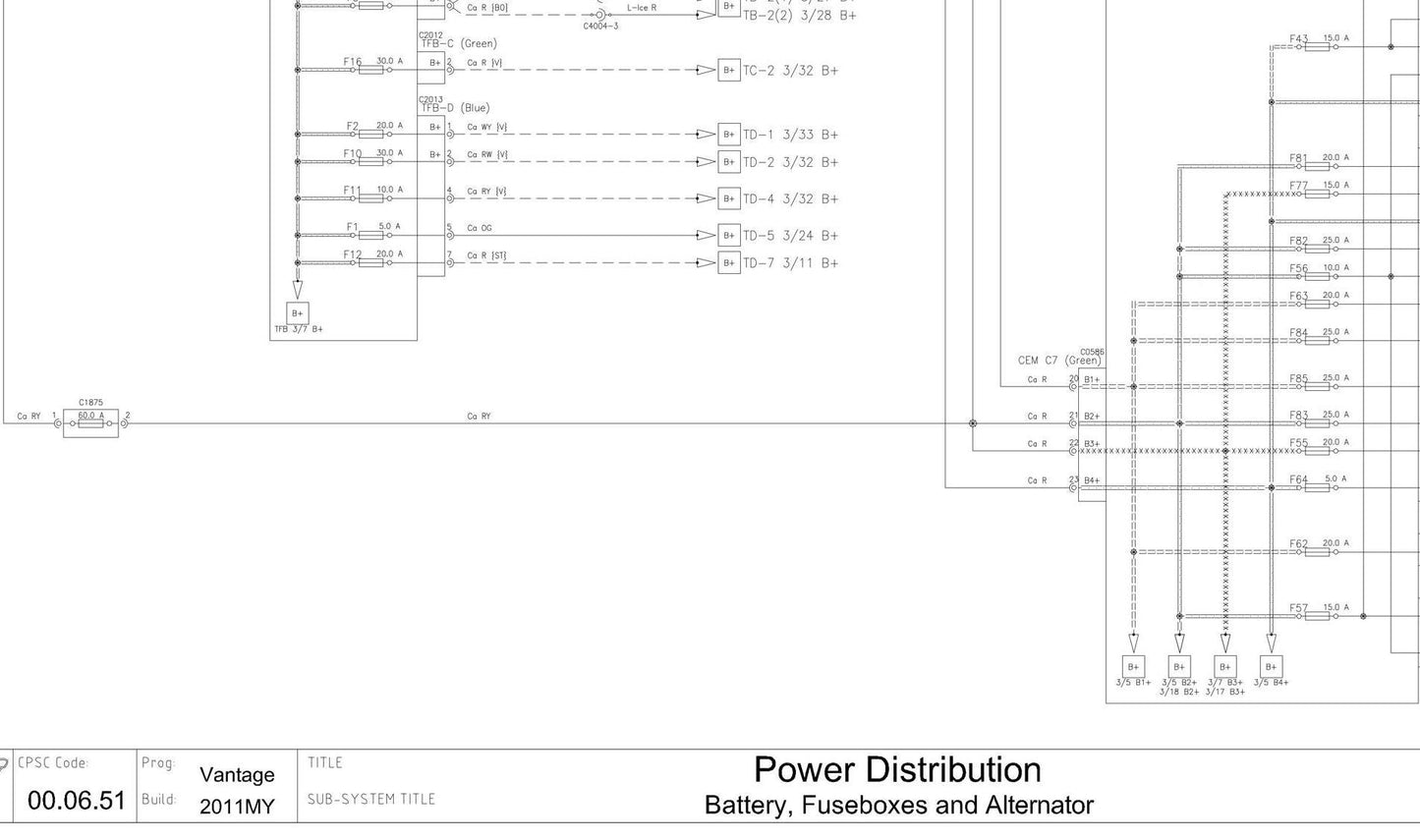 Aston Martin 2011 V8 Vantage - Full set of Wiring Circuit Diagrams