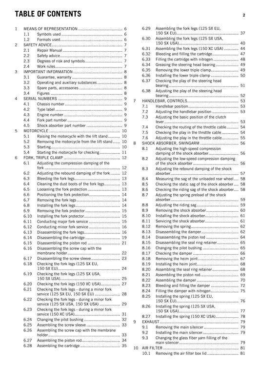 KTM 2013 - 125 150 SX XC - Workshop Service Repair Manuals