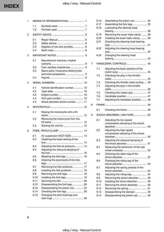 Husqvarna 2020 - TC 65 - Workshop Service Repair Manual