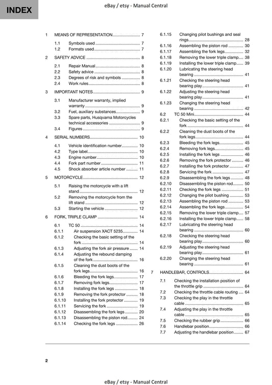 Husqvarna 2020 - TC 50 MINI - Workshop Service Repair Manual