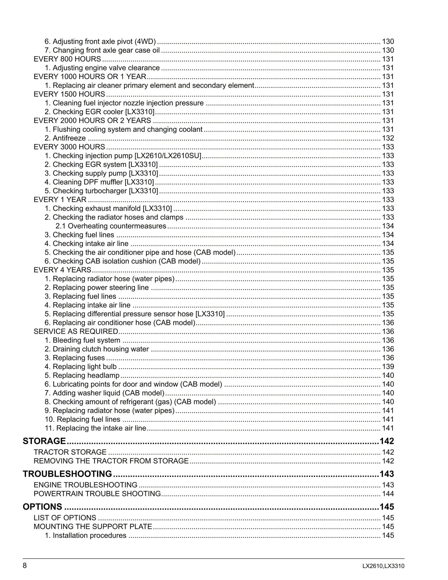 Kubota Tractor - LX2610 LX2610SU LX3310 Operator Manual