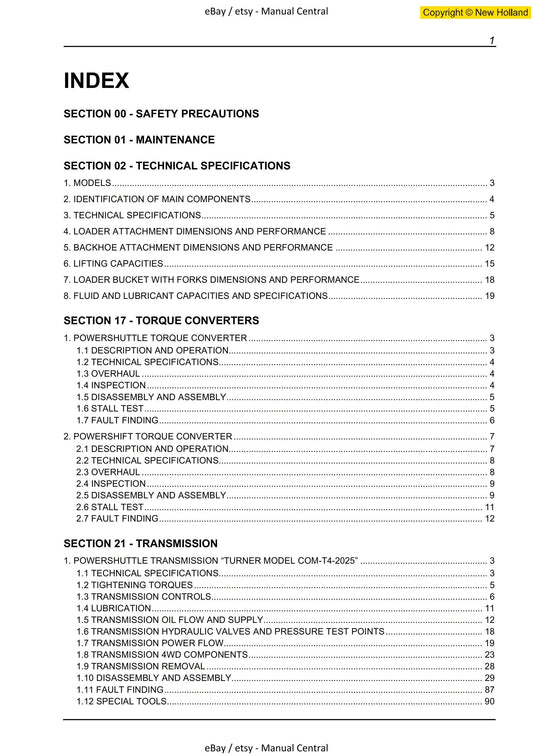 New Holland - B110 B115 - Workshop Service Repair Manual