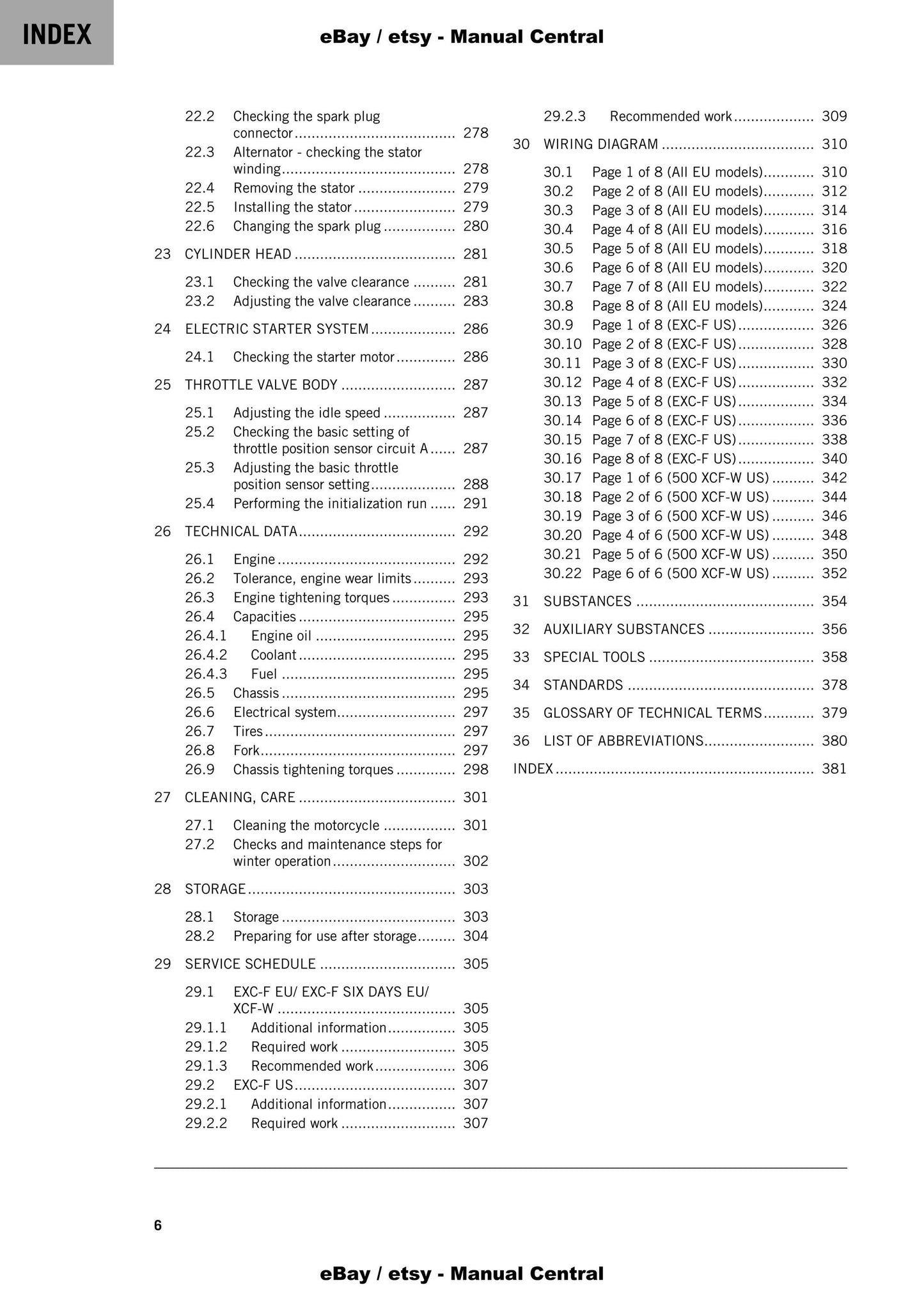 KTM 2022 - 450 500 Exc-f Six Days Xcf-w - Service Workshop Repair Manual