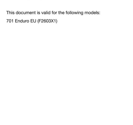 Husqvarna 2024 - 701 Enduro EU Edition - Service Workshop Repair Manual