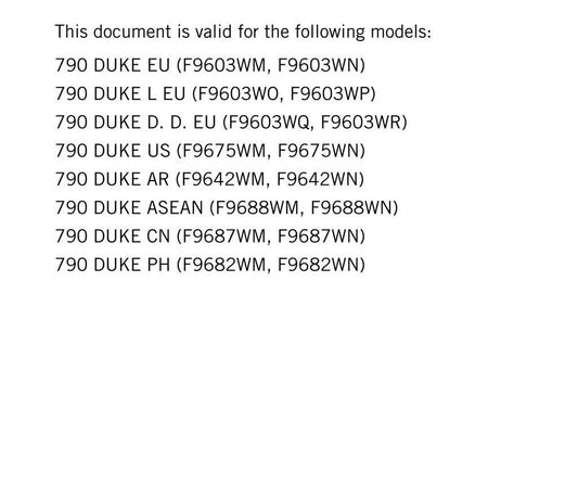 KTM 2023 - 790 Duke & L - Service Workshop Repair Manual