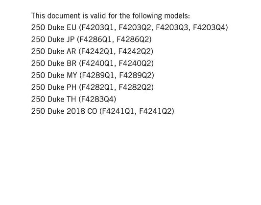 KTM 2017 - 250 Duke - Service Workshop Repair Manual
