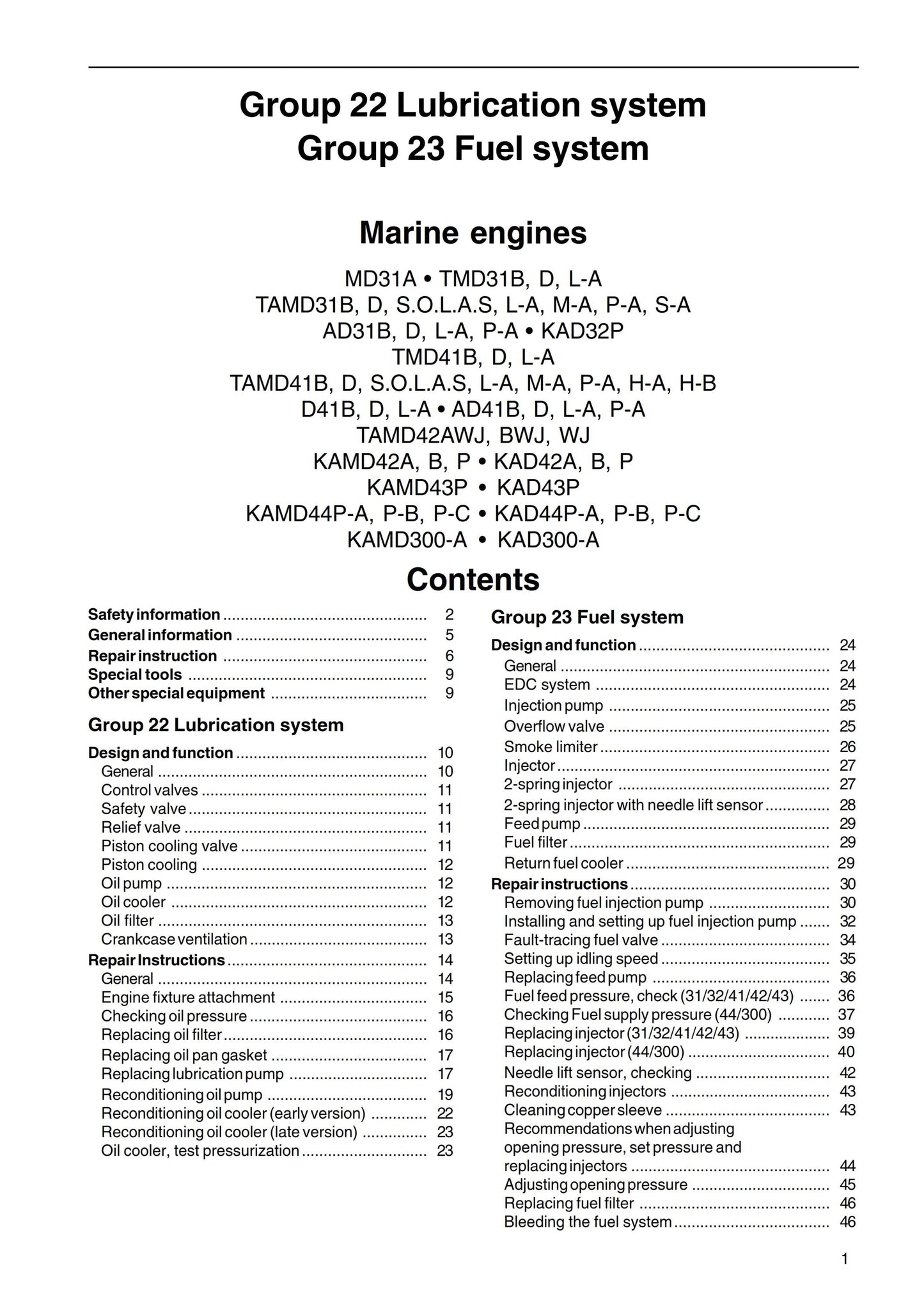 Volvo Penta - Fuel & Lubrication System - 31 32 41 42 43 44 300 Series - Workshop Service Repair Manual