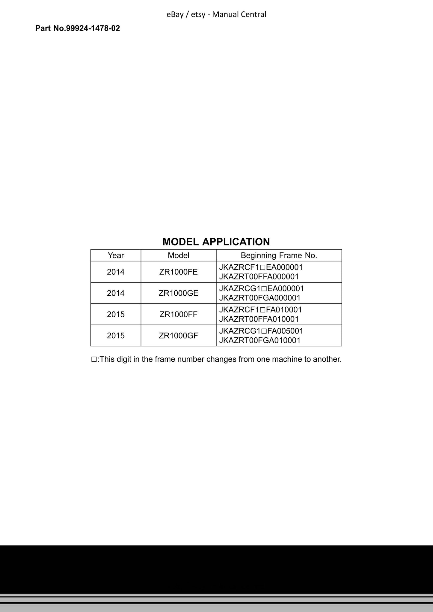 Kawasaki Z1000 ABS 2014 2015 - Workshop Service Repair Manual