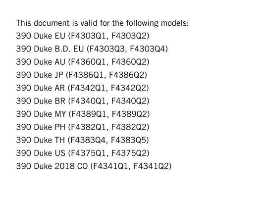 KTM 2017 - 390 Duke - Service Workshop Repair Manual