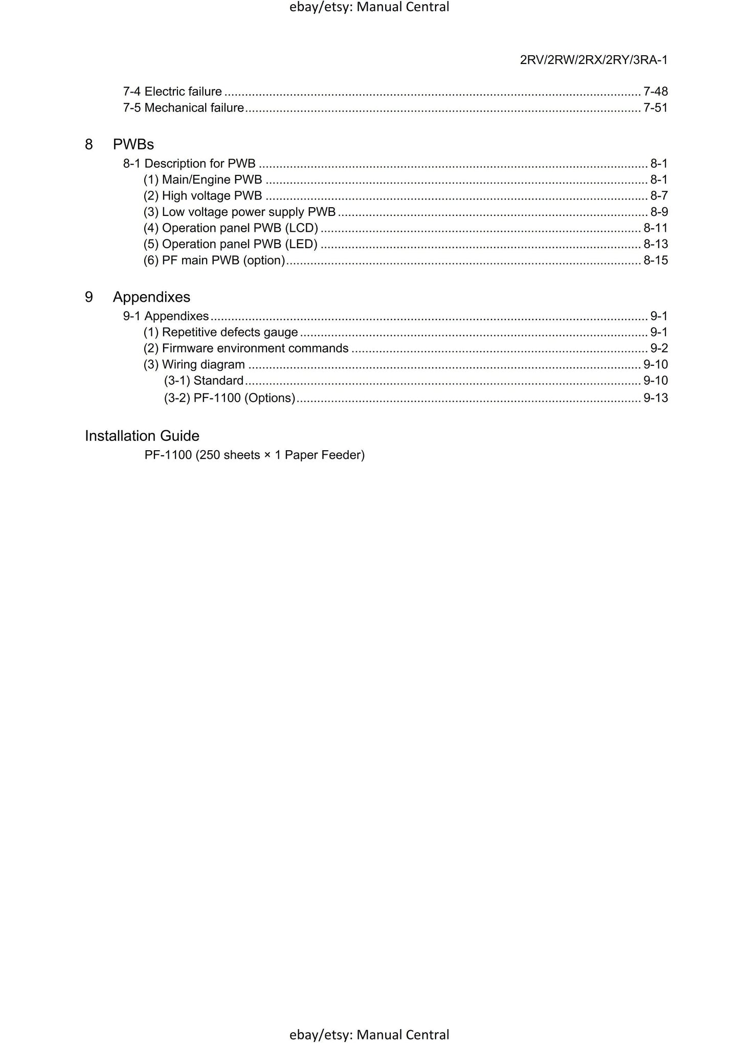 PDF - Kyocera Ecosys P2235dn P2235dw P2040dn P2040dw PF-1100 - Service Workshop Repair Manual - Jan 2017