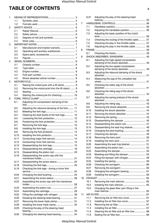 Husqvarna 2014 - TC 250 EU - Service Workshop Repair Manual