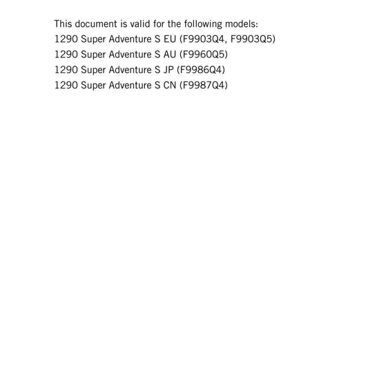 KTM 2017 - 1290 Super Adventure S - Service Workshop Repair Manual