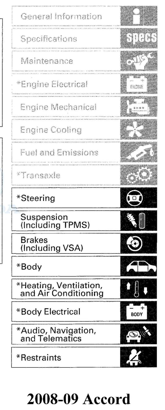 Honda Accord 2008 2009 - K24Z2 K24Z3 Engines - Workshop Service Repair Manual