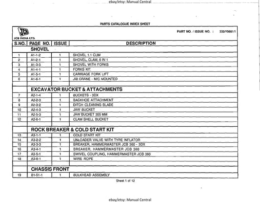 JCB 3DX Super BSIII Parts Book