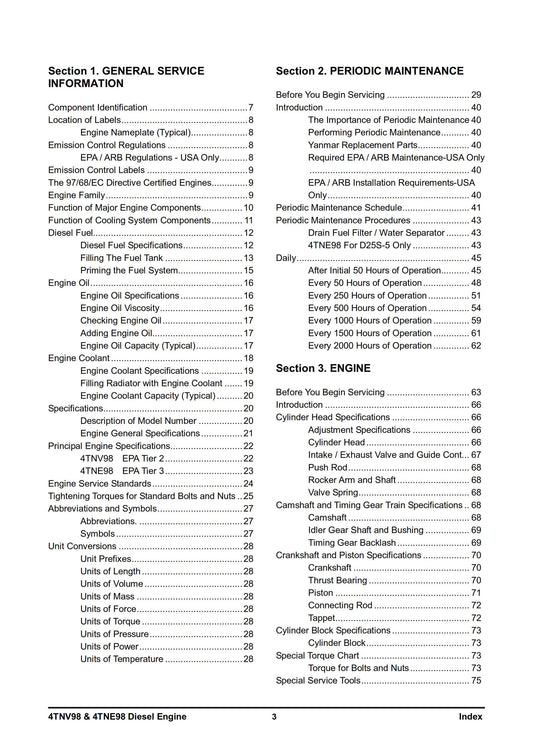 Yanmar Diesel Engine - 4TNV98 4TNE98 - Service Repair Workshop Manual - 2005 TO 2008