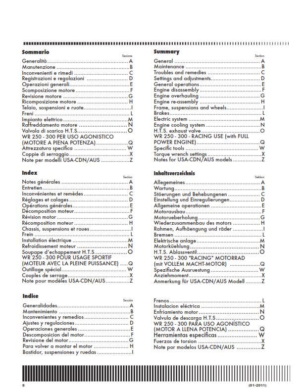 Husqvarna 2011 2012 2013 - WR 250 300 - Service Workshop Repair Manual