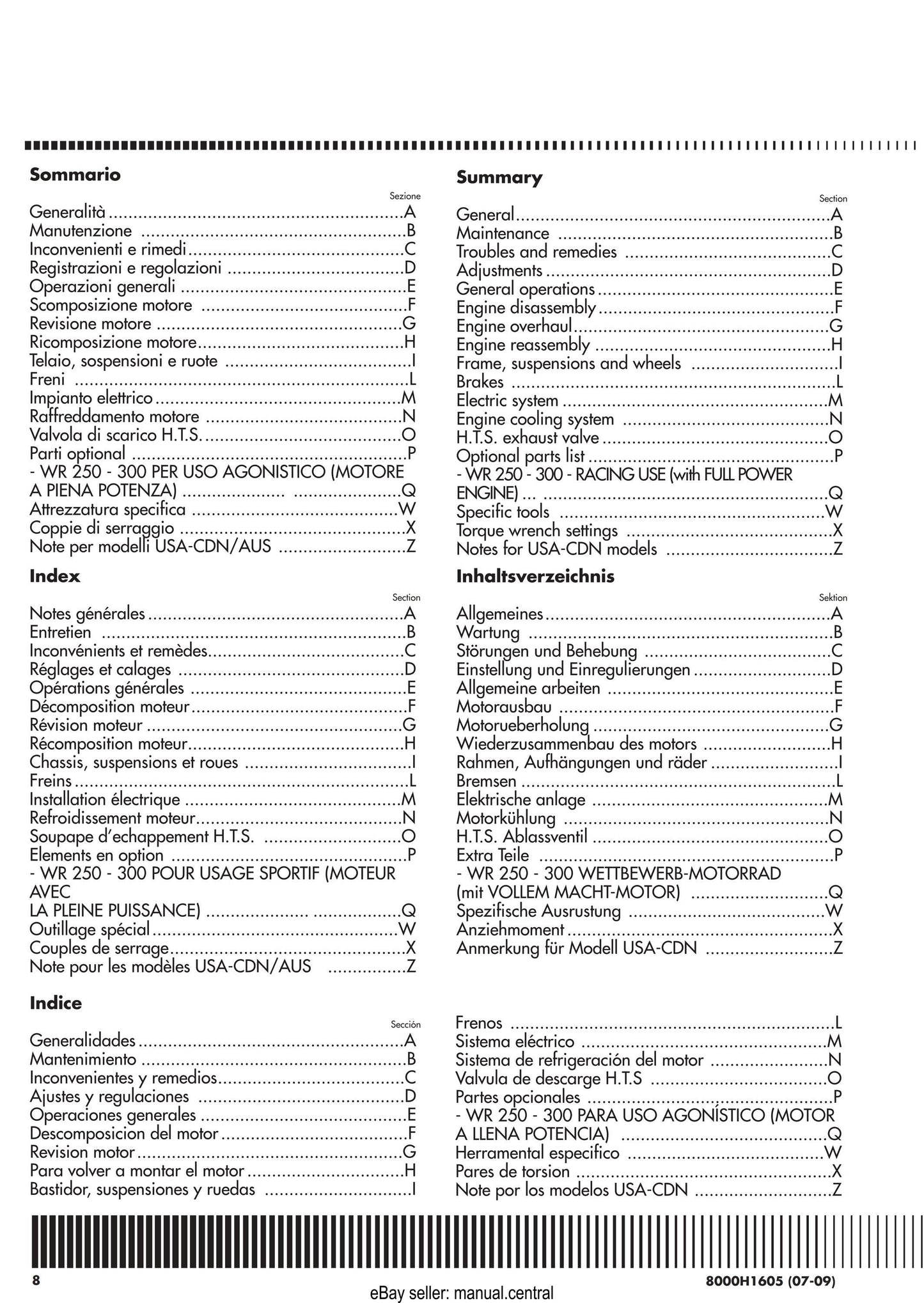 Husqvarna 2009 2010 - WR 250 - Service Workshop Repair Manual