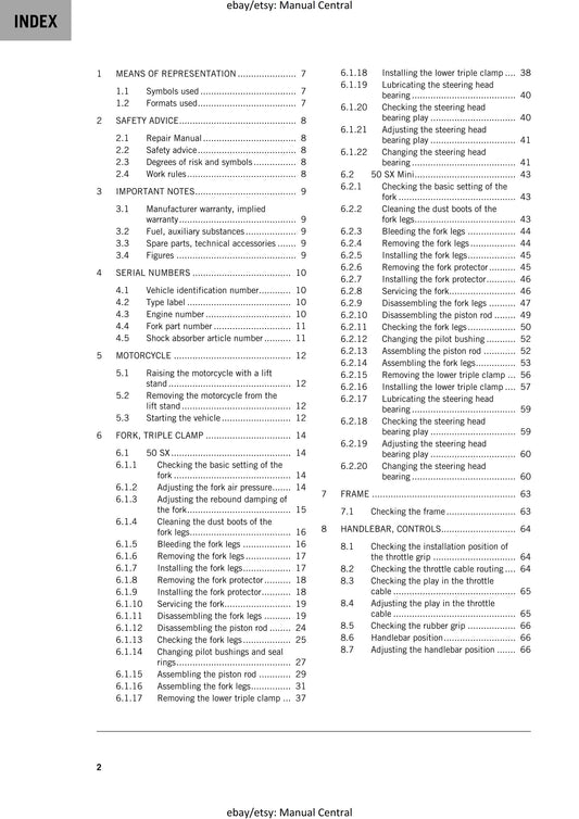PDF - KTM 2020 - 50 Sx Mini - Service Workshop Repair Manual