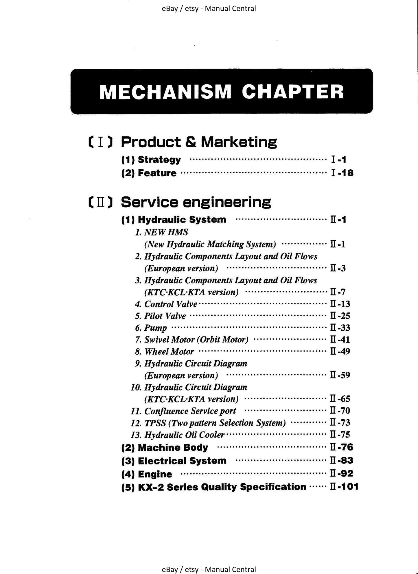 Kubota Excavator - KX 41-2 61-2 71-2 91-2 121-2 161-2 - Mechanism Chapter - Workshop Service Repair Manual