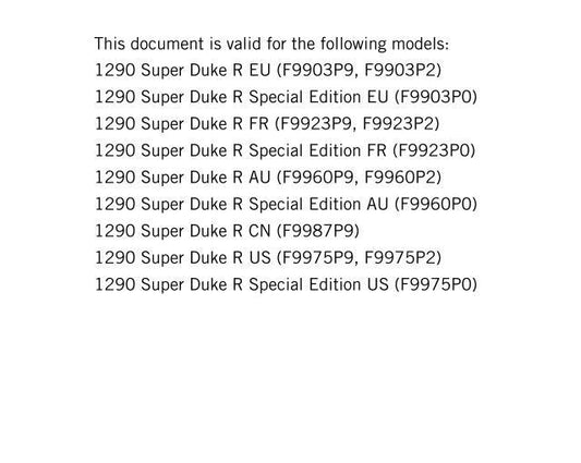 KTM 2016 - 1290 Super Duke R - Service Workshop Repair Manual