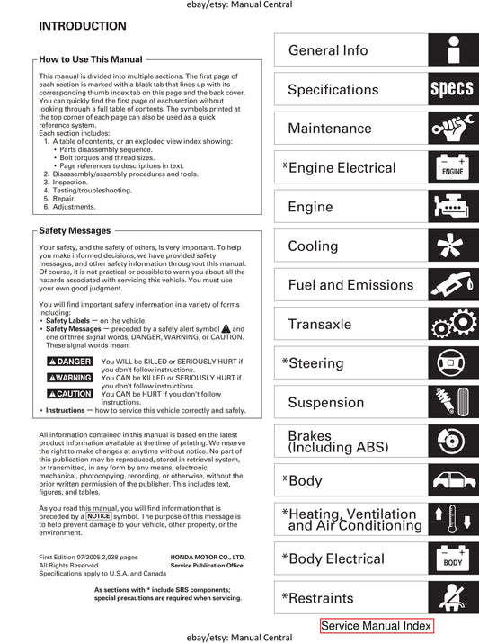 Acura RSX - 2002 2003 2004 2005 2006 - Workshop Service Repair Manual