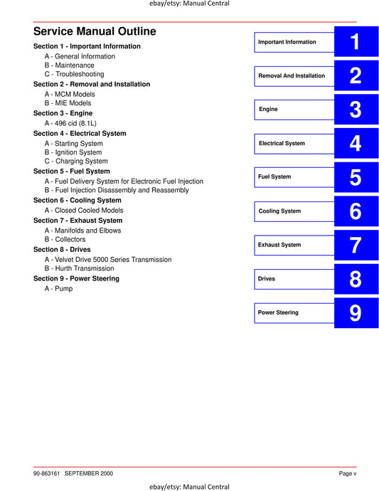 Mercury Mercruiser Service Manual 30 - 496 CID 8.1L Gasoline Engine