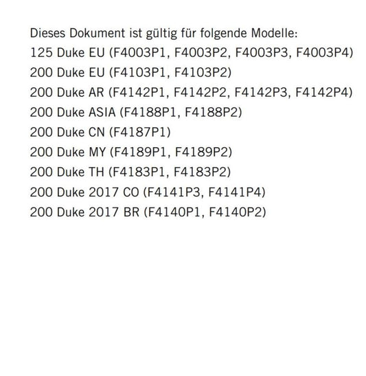 German Language - KTM 2016 - 125 200 Duke - Reparaturanleitung - Service Workshop Repair Manual
