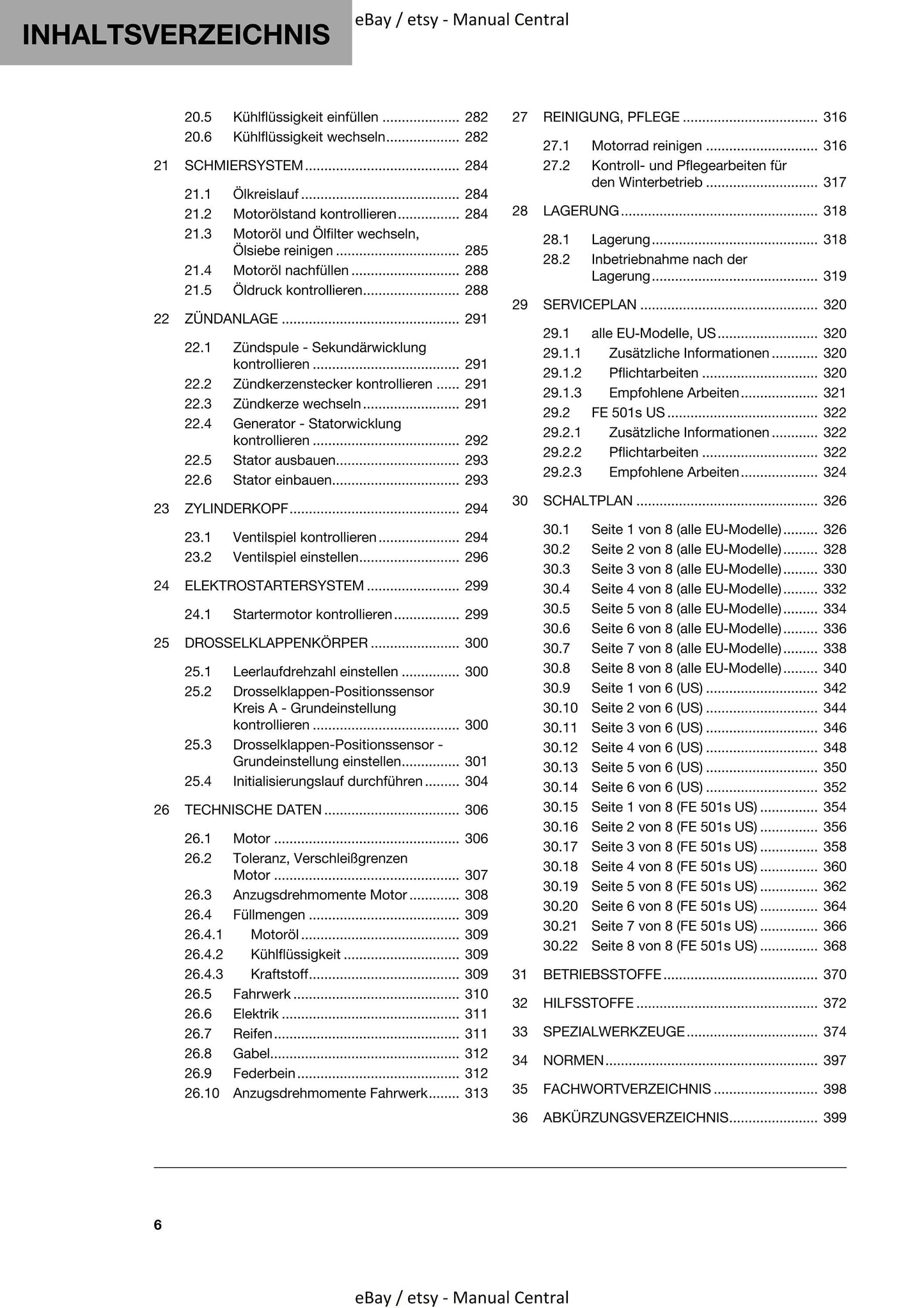 German Language - Husqvarna 2022 - FE 450 501 501s - Reparaturanleitung
